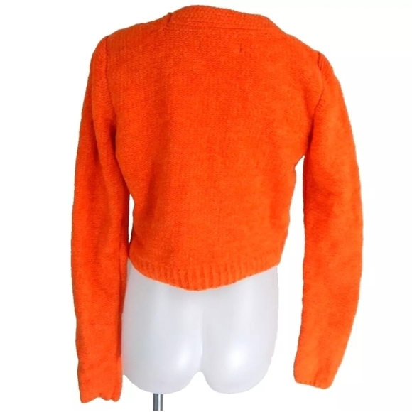 Urban Outfitters Maura Orange Chenille Crop Cardigan - Picture 4 of 4